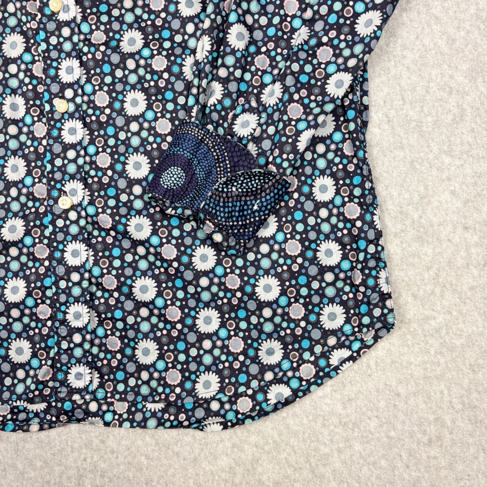 Robert Graham Shirt Mens Large Floral Dot Print Blue Button Down Flip Cuff - Picture 4 of 10